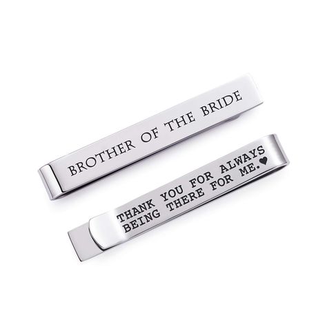 PRICES MAY VARY. This brother of the bride tie clip is great as a gift for the Brother of the Bride! It is great for Weddings! This brother of the bride tie clip is a great keepsake gift that will last forever! The tie clip is entirely made of solid Stainless Steel high polished finish and therefore won't tarnish! This tie clips are great wedding gifts for the brother of the bride. The brother of the bride tie bar is engraved with the text as pictured “BROTHER OF THE BRIDE” on the front,"THANK Y Stepfather Of The Bride Gift, Brother Of The Bride Gifts, Gifts For Dad Wedding Day, Brother Of The Bride Gift, Tie Clips For Men, Groomsmen Tie Clip, Gifts Brother, Brother Of The Bride, Gifts For The Groom