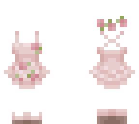 Cottagecore Pink Flowery Dress - Base | Minecraft Skin Minecraft Banner Designs Cottagecore, Pink Banner Design Minecraft, Minecraft Strawberry Banner, Minecraft Skin Hair Base, Minecraft Skins Cottagecore, Minecraft Rose, Minecraft Hair Base, Minecraft Banner Designs Pink, Minecraft Cherry Blossom Color Palette