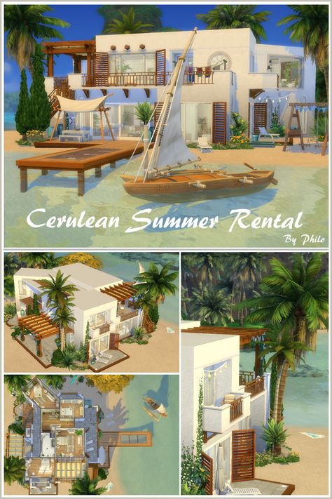 Sims 4 Vacation House Layout, Sims 4 Beach Rental, Sulani Family House Sims 4, Sims 4 Vacation Lots, Modern Beach House Sims 4, Modern Sulani House Sims 4, Sims 4 Houses Island Living, Sims 3 Beach House, Sims 4 Sulani Wedding