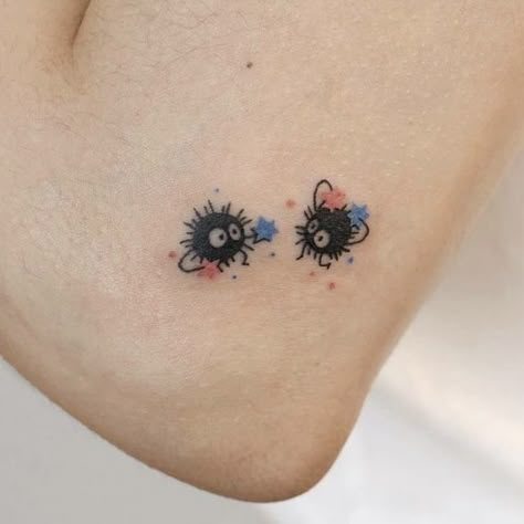 Cute Tattoo Designs Simple, Sea Bunny Tattoo, Tattoo Designs Best Friends, Duo Tattoo Ideas Friends, Sprites Tattoo, Small Silly Tattoos, Tattoos Simplistic, Lil Tattoos, Tatuaje Studio Ghibli