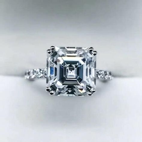 3.51 CT Asscher Cut Colorless Moissanite Hidden Halo Engagement Ring, Round Moissanite Pave Set Wedding Ring, Bridal Ring Set, Anniversary by JoytunJewellery on Etsy Ascher Cut, Asscher Cut Diamond Ring, Asscher Engagement Ring, Asscher Cut Ring, Cut Rings, Engagement Rings Sale, Asscher Cut Diamond, Awesome Tattoos, Classy Tattoos