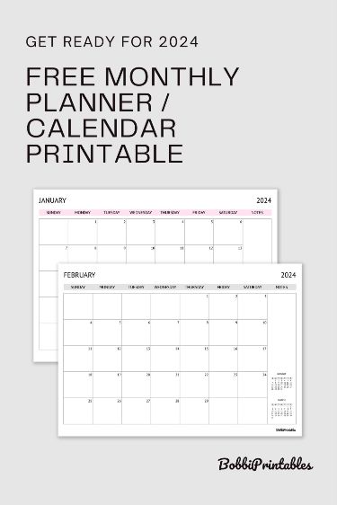 2024 Monthly Planner / Calendar - Free Printable Digital Insert - Landscape Orientation businessplannerfreeprintable #planner2023gratis🌻 2024 Monthly Planner, Printable Monthly Calendar 2024 Free, Printable Meal Planner Monthly, Printable Calender, Free Monthly Planner, Free Printable Monthly Planner, Planner Monthly Layout, Calendar Landscape, Free Monthly Calendar