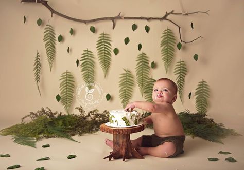 I love the natural props for a cake smash photo shoot. Woodland Cake Smash, Twin Photoshoot, Cake Smash Boy, Cake Smash Theme, Smash Cakes, Woodland Cake, Smash Cake Girl, Trendy Photography, 1st Birthday Photoshoot