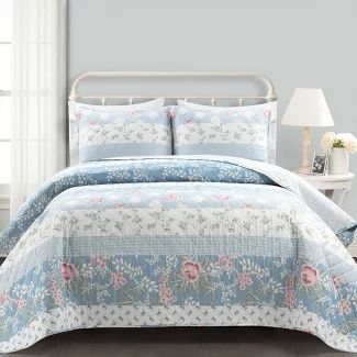 Quilts : Page 5 : Target Cottage Core Flowers, Dreamy Bed, Cotton Quilt Set, Lush Decor, Romantic Design, Blue Quilts, King Quilt, Quilt Set, Reversible Quilt