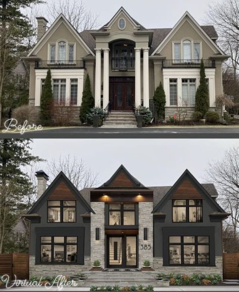 Column Design Exterior Architecture Modern, Homes With Columns Exterior, Stucco And Stone Exterior Modern, Stone For Front Of House, Modern Exterior Columns, House Columns Exterior, Stucco Homes Exterior Colors Modern, Exterior Paint Colors With Stone, Stone And Stucco House Exterior Modern