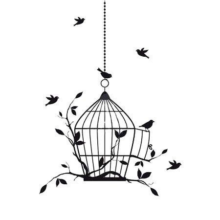 Small birds flying near the bird cage. Birdcage Drawing, Birdcage Tattoo, Simple Bird Tattoo, Red Bird Tattoos, Cage Tattoos, Tattoo Background, Diy Wall Painting, Wall Paint Designs, Bird Embroidery