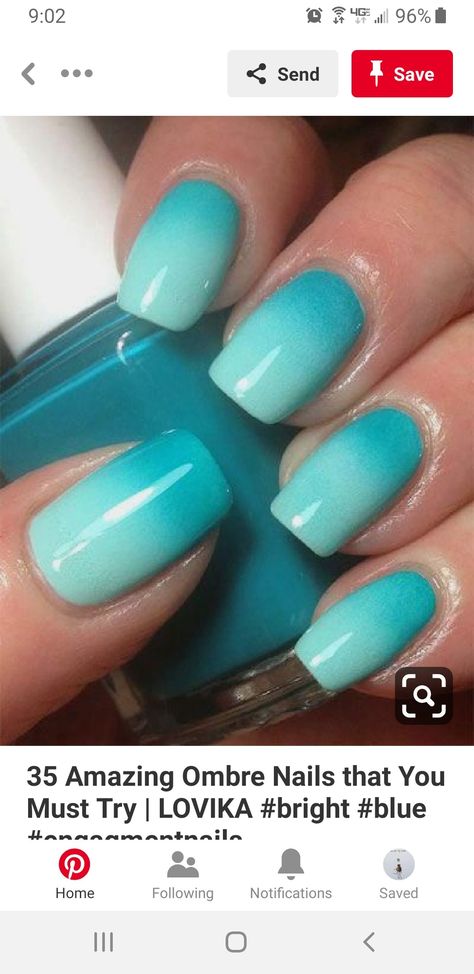 Beach Nails Short Acrylic, Carribean Cruise Nails, Ombre Nail Art Designs Color Combos, Aqua Ombre Nails, Turqoise Nails Gel, Turquoise Ombre Nails, Bahamas Nail Ideas, Teal Ombre Nails, Blue Beach Nails