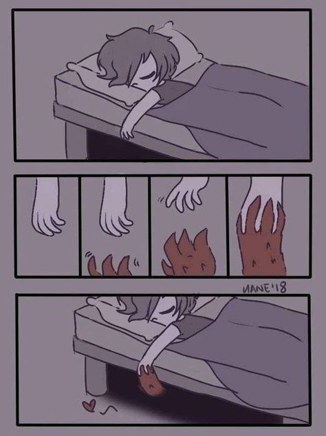 Sleep Paralyzed Demon Art Cute, Dreams Bed, I'm Not A Monster, Monster Under The Bed, Art Mignon, Cute Stories, Markiplier, Cute Comics, الرسومات اللطيفة