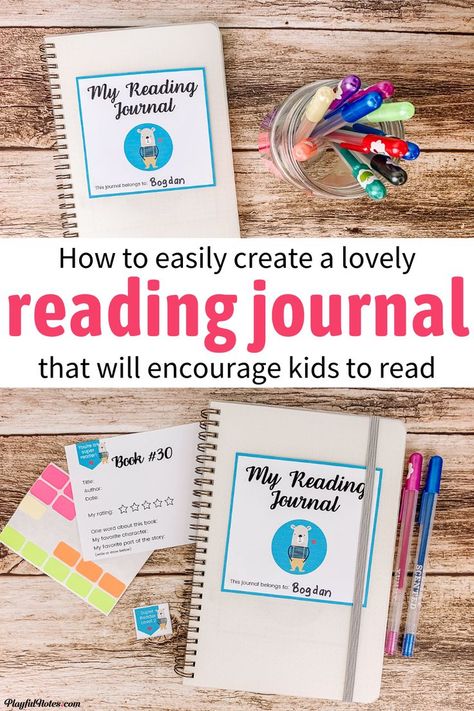 How To Keep A Reading Journal, Read To Self Activities, Diy Reading Journal Ideas, Diy Reading Journal, Journal Ideas For Kids, Engagement Boxes, Homeschool Goals, Encouraging Reading, Reading Journal Ideas