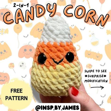 Free Crochet Candy Corn Patterns, Crochet Candy Corn Pillow Free Pattern, Crocheted Candy Corn, Candy Corn Crochet Pattern Free, Candy Corn Crochet Pattern, Candy Corn Crochet, Corn Crochet, Free Crochet Patterns Amigurumi, Candy Corn Pattern