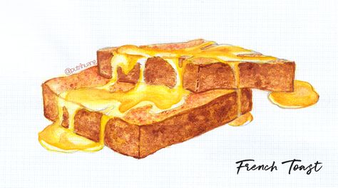 Check out this photo French Toast Drawing, Food Illustrations, Art Journaling, More Photos, Easy To Use, Zombie, French Toast, See More, Snack Recipes