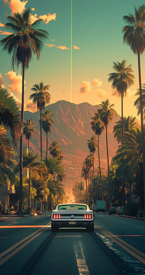 Iphone Wallpaper Scenery, Car Sunset, California Wallpaper, Golden Sky, Sunset Drive, Akali League Of Legends, Majestic Mountains, Pop Art Wallpaper, Pretty Landscapes