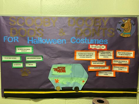 Scooby Doo themed October Bulletin Board Scooby Doo Bulletin Board, Ra Programs Ideas, Ra Programs, October Bulletin Board, Classroom Vibes, October Bulletin Boards, Halloween Bulletin Boards, Ra Bulletins, Ra Boards