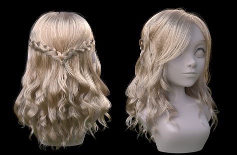 ArtStation - Braids for long hair , Noriko Sato Fantasy Hair Styles Warriors Braids, Hair Claim, Sculpting Hair, Hairstyle Female, Style For Long Hair, Medieval Hairstyles, Fantasy Hair, Braided Hair, Fancy Hairstyles