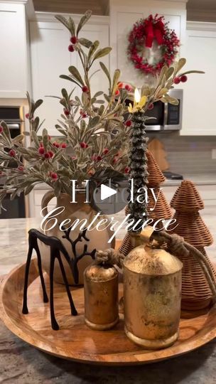 5.1K views · 2.1K reactions | Holiday Centerpiece idea  I love creating centerpieces! I think because they are so versatile: you can use them in your kitchen, dining room table, coffee table etc! It just creates a certain coziness to any space!  I mixed high end and affordable items. Want to shop and make your own? Comment CENTERPIECE to receive links in your inbox. Don’t forget to follow me, to ensure you receive my message. Also, don’t forget to check!  #holidaydecor #holidaycenterpiece #christmasdecorations | Liz Grella Table Christmas Centerpieces For Home, Round Dining Table Christmas Decor Centerpiece, Dining Table Christmas Decor Centerpiece, Round Table Christmas Centerpieces, High End Christmas Decor, Christmas Countertop Decor, Christmas Couch Decor, Breakfast Table Centerpiece, Christmas Couch