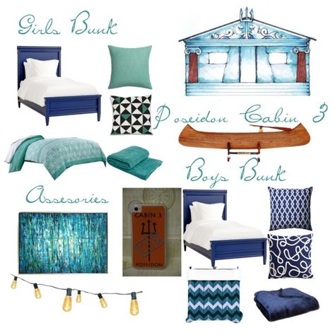 Cabin Room Ideas, Cabin Themed Bedroom, Poseidon Cabin, Camp Half Blood Cabins, Percy Jackson Cabins, Mercury Glass Lamp, Percy Jackson Outfits, Cabin Room, Greek Decor