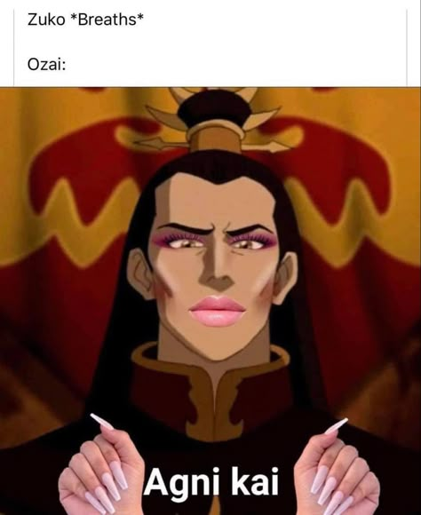 Avatar The Last Airbender Grown Up, Ozai Fan Art, Avatar The Last Airbender Cupcakes, Zuko Memes Funny, Earth Bender Outfit, Avatar The Last Airbender Gaang, Funny Avatar The Last Airbender, Ozai Avatar, Gaang Avatar