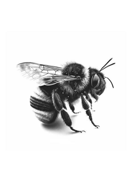 Bee Pictures Art, Micro Realism, Bumble Bee Tattoo, Surreal Tattoo, Bee Pictures, Insect Tattoo, Pencil Drawings Of Animals, Bee Tattoo, Tattoo Project