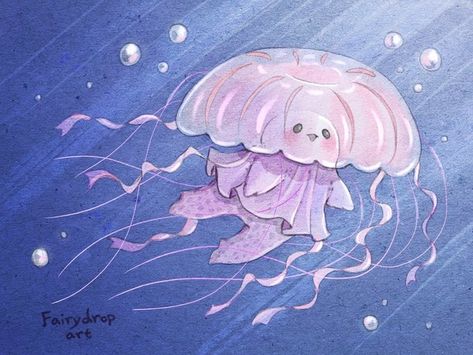 Jellyfish Drawing, Mushroom Drawing, Mermaid Painting, Cute Paintings, Mushroom Art, Whimsical Illustration, Sketchbook Art Inspiration, Greeting Card Design, Creature Art