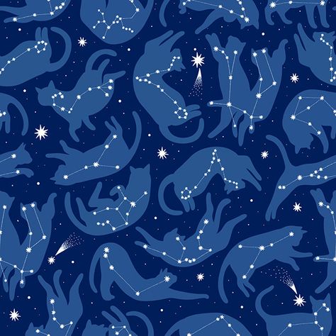 Pisces Constellation, Aqua Fabric, Fabric Stars, Blue Stars, Zodiac Sagittarius, Cute Patterns Wallpaper, Cat Illustration, Animal Illustration, Blue Fabric