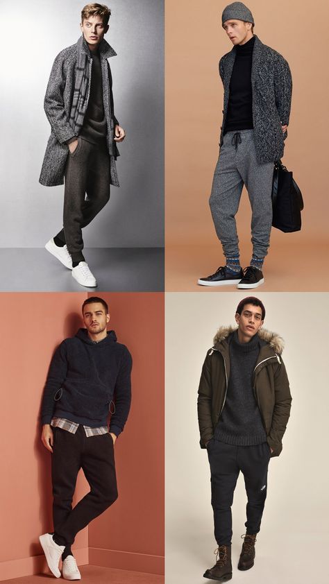 How To Wear Joggers For Relaxing Stylish Sweatpants Outfits Men, Joggers With Boots, Ways To Style Sweatpants, Stylish Sweatpants Outfits, Outfit Ideas Sporty, How To Wear Joggers, College Outfits Casual, Cute Sweatpants Outfit, College Outfits Winter