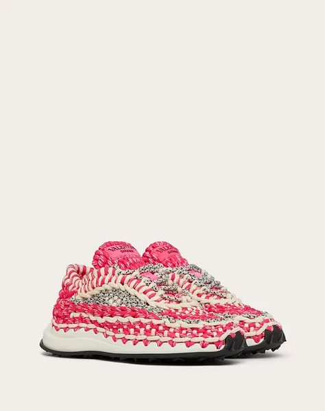 valentino garavani valentino garavani crochet sneaker in fabric - woman - sneakers Crochet Sneakers, Feet Pillow, Gents Shoes, Trainers For Women, Valentino Sneakers, Woman Sneakers, Embroidery Shoes, Workout Attire, Knit Sneakers