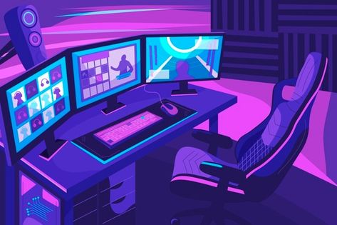 Gamer Room Design, Art Games For Kids, Gamers Anime, Drawing Cartoon Faces, Gamer Room Decor, Vaporwave Art, Computer Backgrounds, Computer Room, Room Color Schemes