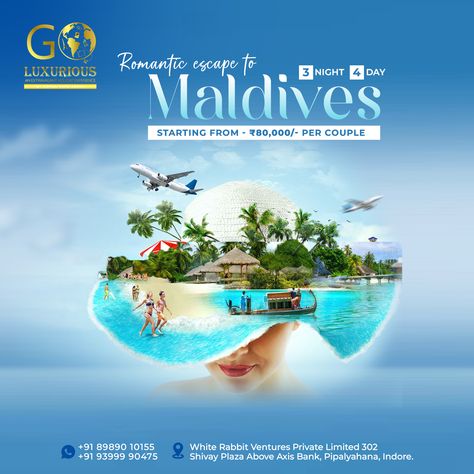 Maldives Creative Ads | Socialmedia Tour & Travel Post | Shiv Graphic Designer
#tour&travelpost #tour&travelads #tourcreativeads #socialedmaitourpost #socialmediatour&travelads #socialmediacreativetourads #socailmediatour#travelpost #socialmediatravelpost ##socialmediatravellads #shivcreative #shivgraphicdesigner Maldives Travel Poster, Travels Creative Ads, Maldives Poster, Fb Template, Travel Banner, Study Abroad Travel, Travel Accesories, Singapore Tour, Milk Dessert