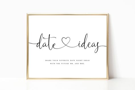 "This date night sign and cards set is fully editable with the web application, Templett. You can purchase, edit and print in just minutes. There's no need to download any software and all fonts and artwork are included in the template. d e m o ---------------------------------------------- Copy and paste this link into your web browser: https://templett.com/design/demo/georgiabluedesignco/4820902,3982268 i n c l u d e d ---------------------------------------------- Date Night Sign - 8x10\" Dat💟#LoveStory #RomanticEncounters #HeartfeltConnections #DateNightIdeas #SoulmateSearch #FlirtyFridays #CandlelitDinners #StarryEyedMoments #LoveQuotes #DreamyDates #WhisperedPromises #AmourAdventures Date Night Cards, Night Jar, Date Night Jar, Unique Date Ideas, Deckled Edge Paper, Printable Wedding Programs, Photo Png, Printable Envelope, Date Night Ideas