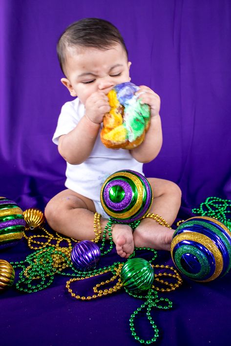 Baby Mardi Gras Photoshoot, Mardi Gras Baby Photo Shoot, Mardi Gras Photo Shoot, Mardi Gras Pictures, Mardi Gras Photos, Milestone Pictures, Baby Boy Pictures, Fat Tuesday, Kids Photoshoot