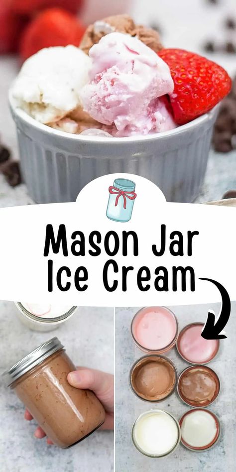 Jar Ice Cream Mason, Ice Cream In A Mason Jar, Ice Cream In A Jar, Ice Cream Mason Jars, Vanilla Ice Cream Toppings, Mason Jar Ice Cream Recipe, Painted Mason Jars Diy, Mason Jar Ice Cream, Jar Ice Cream