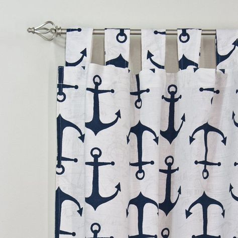 Brite Ideas Anchors Slub Tab Top Curtain Panel - Navy - CPB Window Treatments Valance, Laundry Room Curtains, Office Curtains, Coastal Curtains, Closet Curtains, Dining Room Curtains, Tab Curtains, Nursery Curtains, Kitchen Cafe