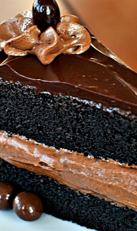 Midnight Sin Chocolate Cake Butter Cakes, Piece Of Cake, Cake Flour, Chocolate Cake Recipe, Eat Dessert, Decadent Desserts, Sweets Treats, Chocolate Desserts, Yummy Cakes