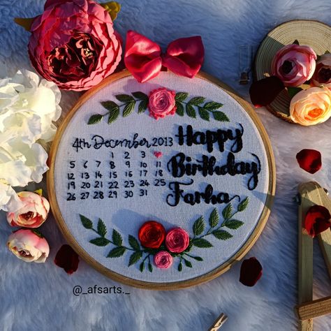 @_afsarts._ Happy Birthday Embroidery Designs, Birthday Embroidery Hoop Ideas, Embroidery Birthday Gift Ideas, Happy Birthday Embroidery Hoop, Birthday Embroidery Hoop, Embroidery Hoop Ideas, Happy Birthday Embroidery, Easy Birthday Cards, Easy Birthday Cards Diy