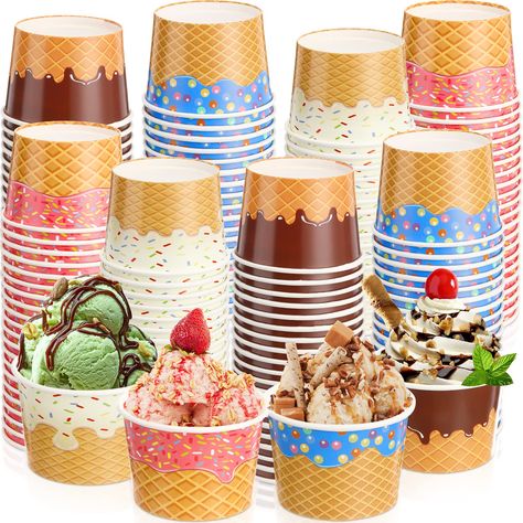 PRICES MAY VARY. Sufficient Party Supplies: you will receive 120 pieces of paper ice cream cups in 4 styles, 30 pieces of each style, enough to meet your daily buffet needs, they are good choices for your birthday and holiday parties Ice Cream Theme Design: featured with realistic ice cream pattern, the paper ice cream bowls are attractive and vivid, to add cheer and joy to your party and impress your guests and friends Applicable for Many Occasions: the disposable ice cream bowls are delicate a Ice Cream Birthday Party Decorations, Yogurt Cupcakes, Ice Cream Party Theme, Sundae Cup, Cream Birthday Party, Cake Shops, Cupcake Supplies, Dessert Ice Cream, Ice Cream Bowls