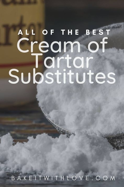 Best cream of tartar substitute pin with overlay and text description. Cream Of Tarter Substitute, Cream Of Tartar Substitute, Pantry Alternatives, Cream Of Tartar Recipe, Make Baking Powder, Easy Swaps, Kitchen Favorites, Cooking Substitutions, Kitchen Staples