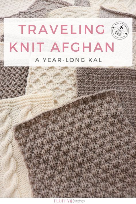 Afghan Square Knitting Patterns Free, Knit Blanket Squares Block Patterns, Traveling Knit Afghan, Afgan Patterns, Traveling Afghan, Knitted Squares Pattern, Motifs Afghans, Knitted Squares, Knit Afghan Patterns