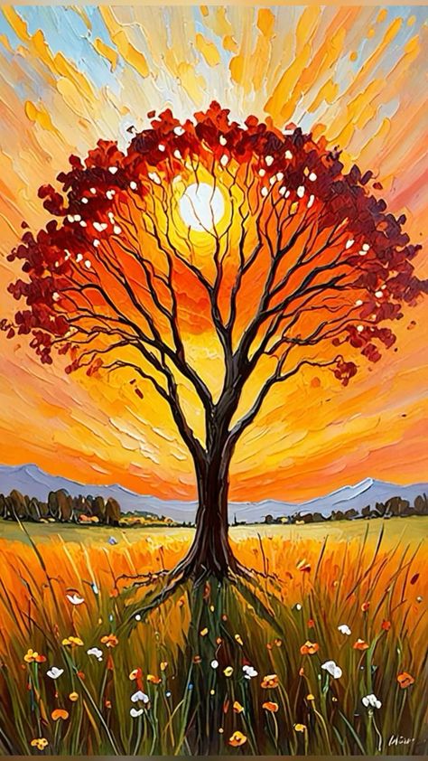 30 Creative Easy Landscape Painting Ideas for Beginners, Basic Easy Ac – Art Painting Canvas Sunset Silhouette Painting, Landscape Painting Ideas For Beginners, Landscape Painting Easy, Easy Landscape Painting Ideas, Easy Painting Ideas For Beginners, Paintings On Canvas Easy, Easy Nature Paintings, Oil Painting Ideas, Landscape Painting Ideas