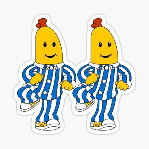 90's Stickers for Sale | Redbubble Bananas In Pajamas Tattoo, 90s Cartoon Stickers, Bananas And Pajamas, Bananas In Pajamas, Nostalgic Love, Banana In Pyjamas, Weird Stickers, Banana Sticker, 90's Stickers