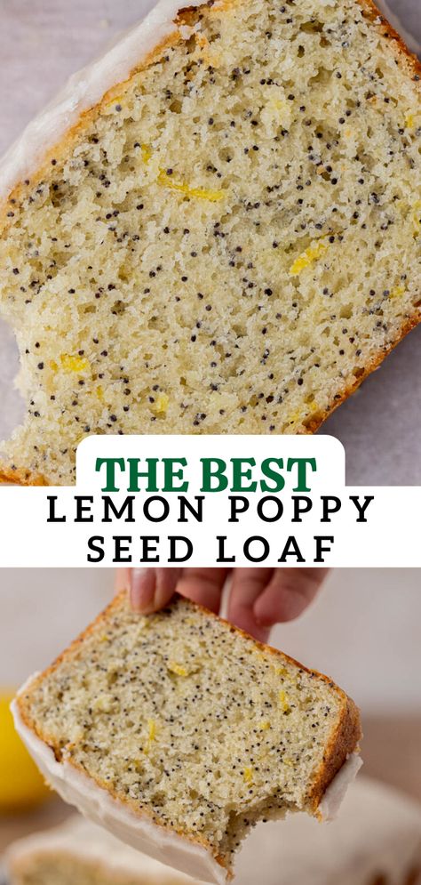 This lemon poppy seed loaf cake is a simple and delicious way to use your extra fresh lemons this season. This quick bread is packed with lemon flavors and poppy seeds and is finished with a tangy lemon glaze on top of the cake. You can make this for easter, weekend brunch, picnics, and get-togethers, or even bring it to BBQs and become everyone’s favorite guest. Lemon Poppyseed Bread Healthy, Moist Lemon Poppyseed Loaf, Lemon Poppyseed Mini Loaves, Lemon Poppy Bread, Lemon Poppy Seed Loaf Recipe, Lemon Cake With Poppy Seeds, Lemon And Poppy Seed Loaf, Vegan Lemon Poppyseed Loaf, Healthy Lemon Poppyseed Loaf