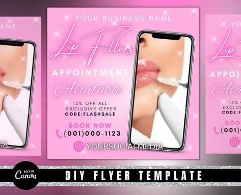 Filler Aftercare, Filler Lip, Lip Filler, Social Media Flyer, Consent Forms, Canva App, Marc Anthony, Lip Fillers, Business Names