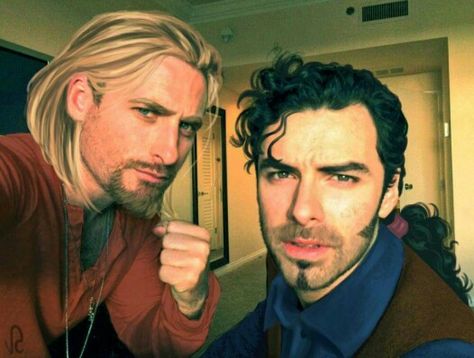 Dean O'Gorman and Aidan Turner as Tulio and Miguel from El Dorado Miguel And Tulio, Dean O Gorman, The Road To El Dorado, Road To El Dorado, Supernatural Comic, Fili And Kili, Child Hood, Live Action Movie, Supernatural Funny