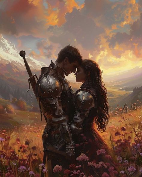 Warrior Couple, Sif Dark Souls, Medieval Romance, Medieval Aesthetic, Dark Fantasy Artwork, Arte 8 Bits, Book Vibes, Fantasy Couples, Knight Art