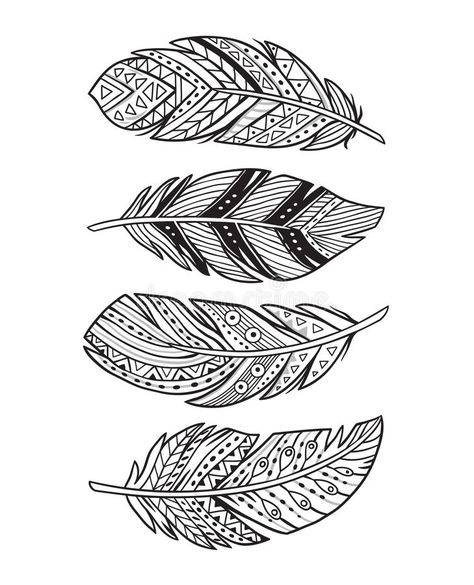 Vector outline abstract boho feathers on a white background royalty free illustration Feather Zentangle, Calligraphy For Kids, Feather Drawing, Weird Tattoos, Lion Pictures, Boho Feathers, Feather Tattoo, Creative Lettering, Feather Art