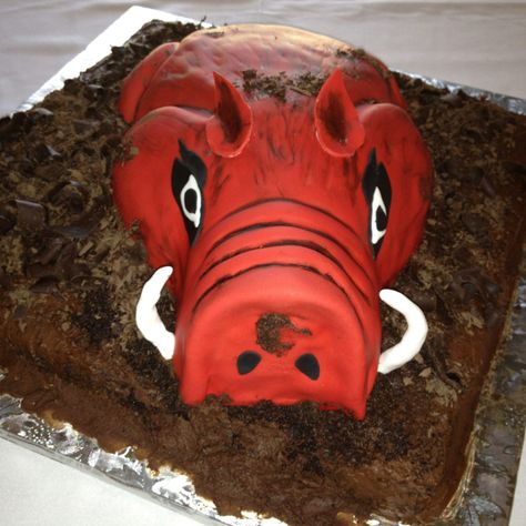 Grooms cake, razorback in chocolate "mud" Razorback Cake, Chelsea Blue, Topsy Turvy, Blue Cakes, This Little Piggy, Unique Cakes, Boy Birthday Cake, Grooms Cake, Wedding Gallery