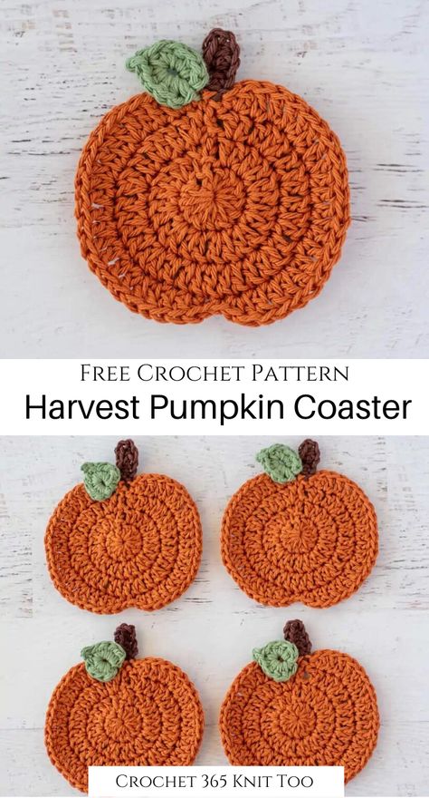 Crochet Fall Coasters Free Pattern, Crochet Pumpkin Coasters Free Pattern, Crochet Pumpkin Garland Free Pattern, Crochet Pumpkin Applique Free Pattern, Pumpkin Coasters Free Crochet Pattern, Fall Crochet Coasters, Free Crochet Pumpkin Coaster Pattern, Crochet Pumpkin Coasters, Crochet Fall Patterns Free