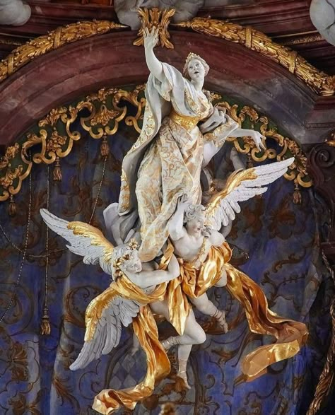 Rococo Statue, Rococo Sculpture, Baroque Statue, Angle Statue, Baroque Artworks, Assumption Of Mary, French Rococo, Ap Art, Box Art