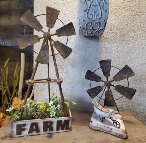 Mini Windmill, Windmill Decor, Diy Farmhouse, Spring Crafts, Farmhouse Style, Farmhouse Decor, Planter Pots, Farmhouse, Quick Saves