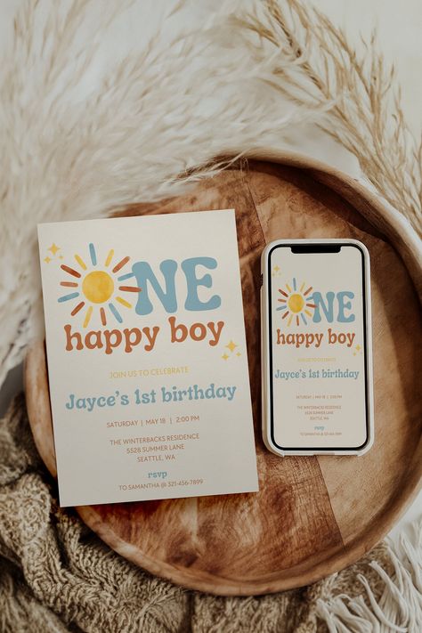 First Birthday Theme Boy, Sunshine 1st Birthday, 1st Birthday Celebration, Sunshine First Birthday, Baby First Birthday Themes, Birthday Evite, 1 Year Birthday, 1st Birthday Themes, Birthday Themes For Boys