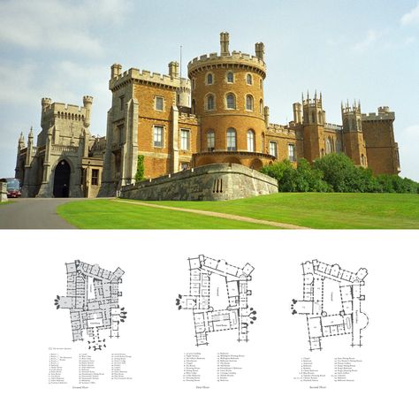 Belvoir Castle (/ˈbiːvər/ BEE-vər) is a historic castle and stately home in Leicestershire, England. The Castle was first built immediately after the Norman Conquest of 1066 and has since been rebuilt at least three times, the surviving structure, a grade I listed building, dating from the early 19th century. It is the seat of David Manners, 11th Duke of Rutland, whose direct male ancestor inherited it in 1508. It remains the private property of the Duke of Rutland but is open to the public. Castle Plans Layout, Castle Floor Plans Medieval, Castle Blueprints, School Floor Plan, Manor Floor Plan, Castle Layout, Castle House Plans, Belvoir Castle, Castle Floor Plan